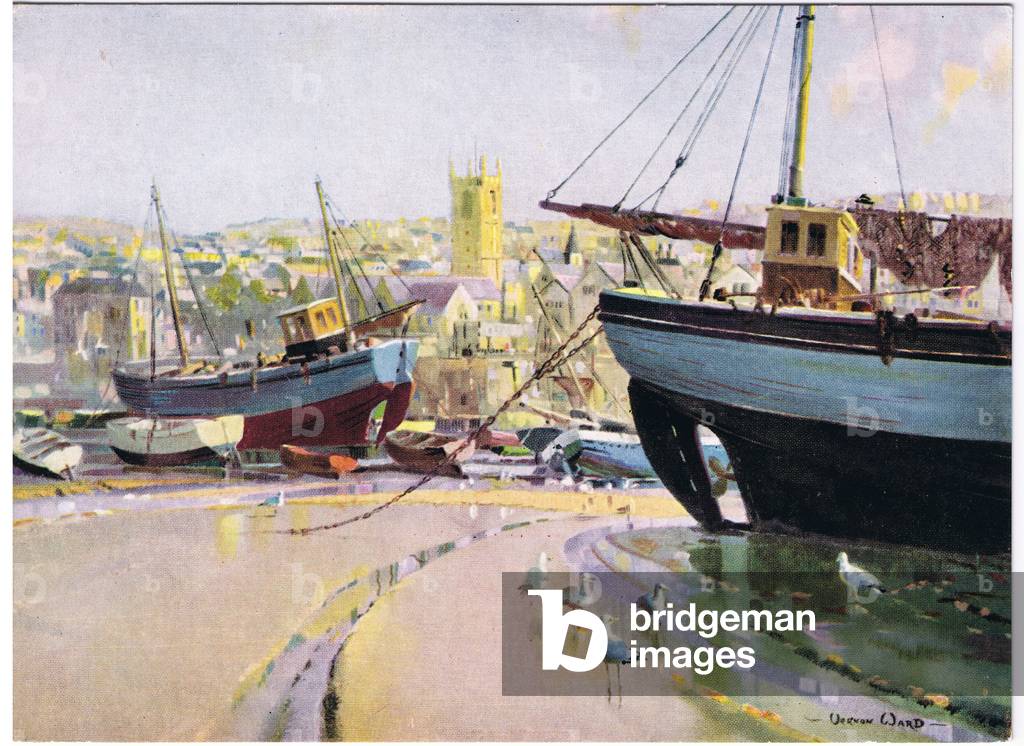 Low Tide, St. Ives (colour litho)
