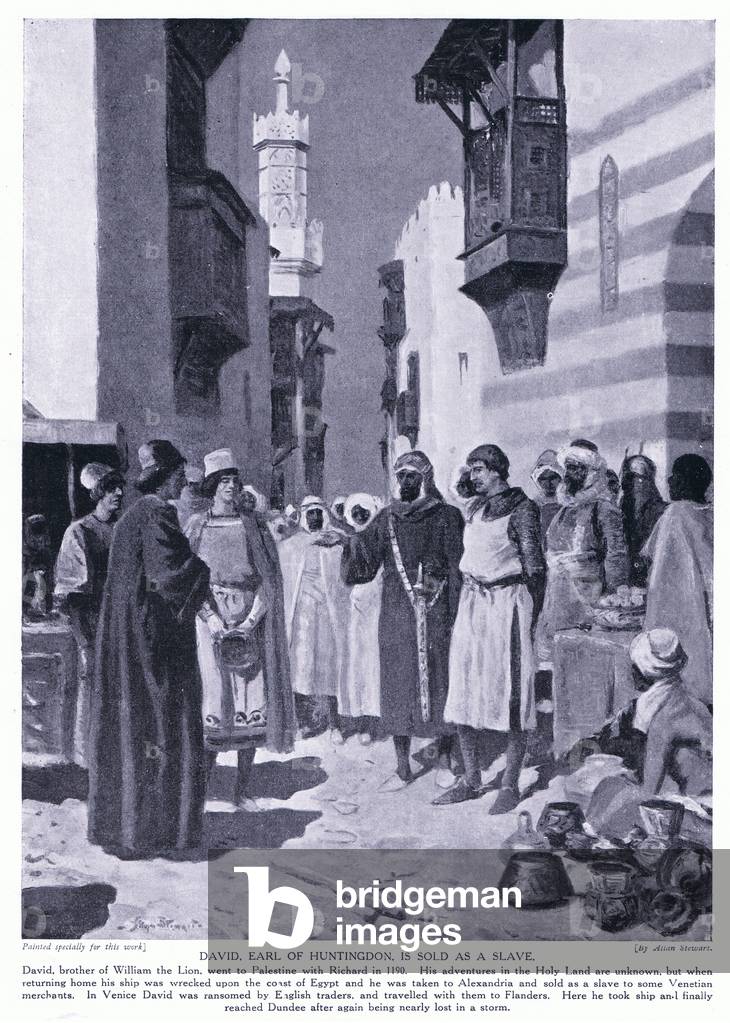 David Earl of Huntingdon sold as a slave AD1190, 1920's (litho)