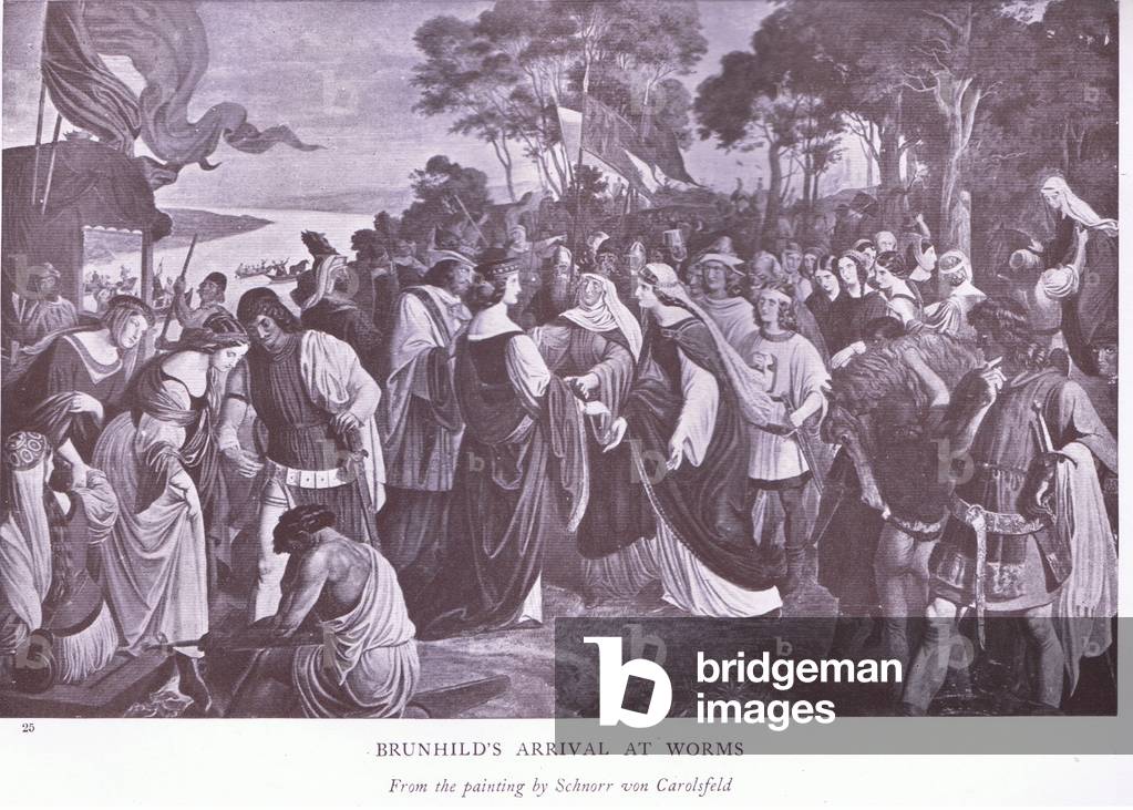 Brunhild's arrival at Worms , 1920's (litho)