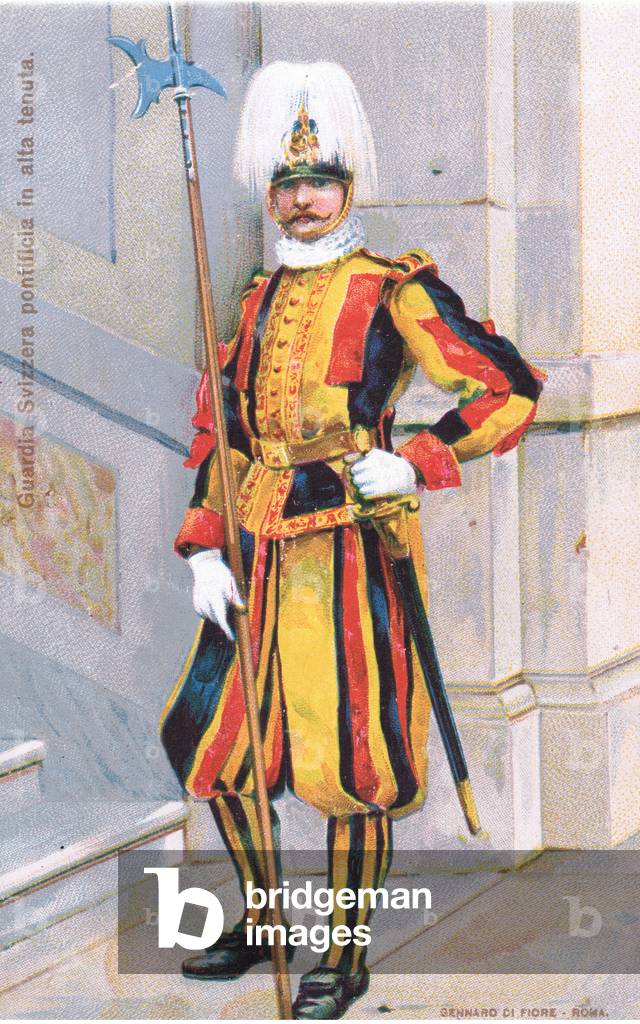 Swiss guards, Postcard, 1970's (colour litho)