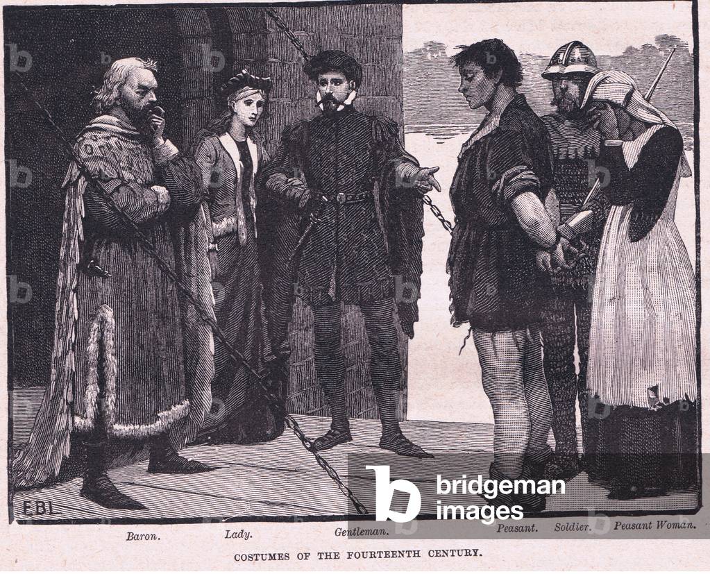 Costumes of the fourteenth century (litho)