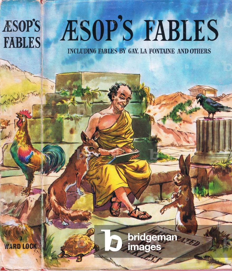 Front dust wrapper design, from Aesop's Fables including Fables by La Fontaine and others published by Ward Lock, 1962 (colour litho)