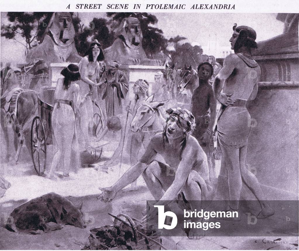A street scene in Ptolemaic Alexandria, 1925 (litho)