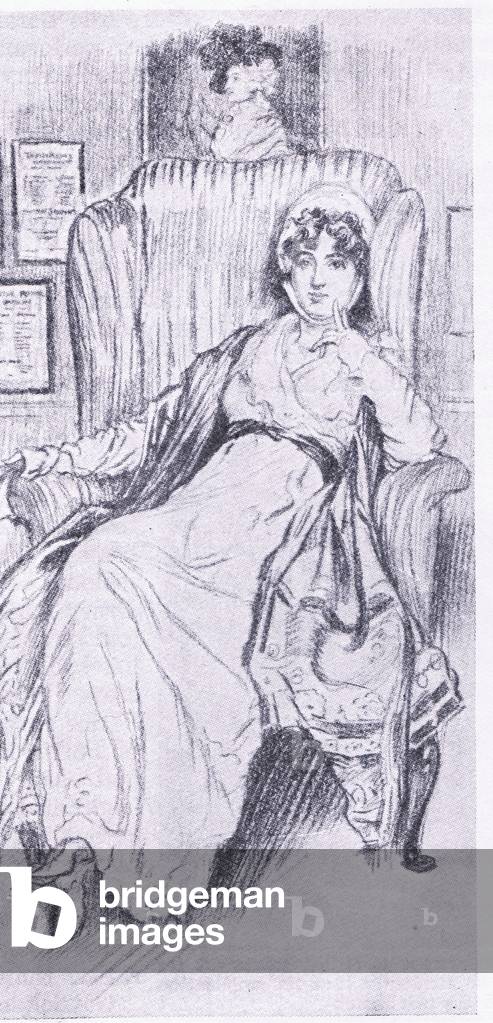 Sarah Siddows awaiting her call at Drury Lane, illustration from'Cassell's Romance of Famous Lives', c.1940 (litho)