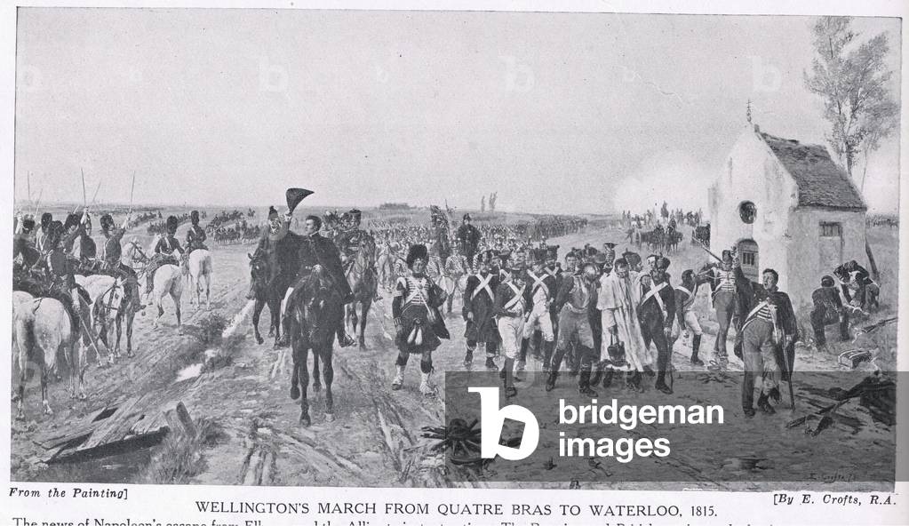 Wellington's March from Quatre Bras to Waterloo, 1815, illustration from 'Hutchinson's History of the Nations', c.1910 (litho)