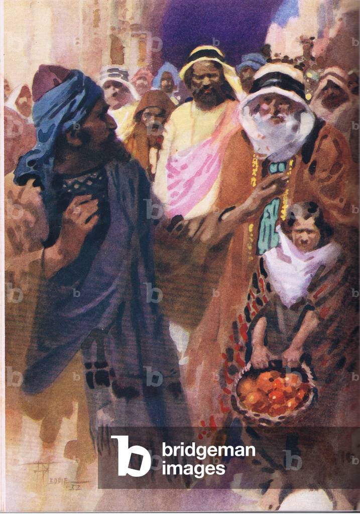 Peter telling the people about the Holy Spirit, illustration from New Testament Stories published by Blackie & So Limited, c.1950 (colour litho)