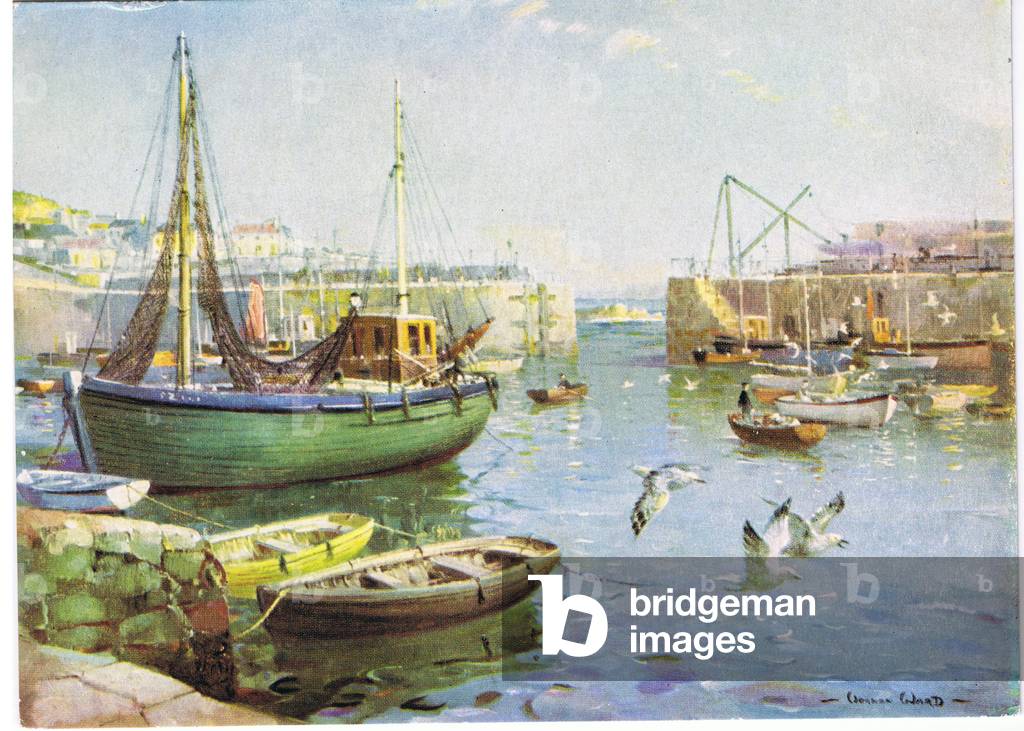 Safe Anchorage, Mousehole (colour litho)