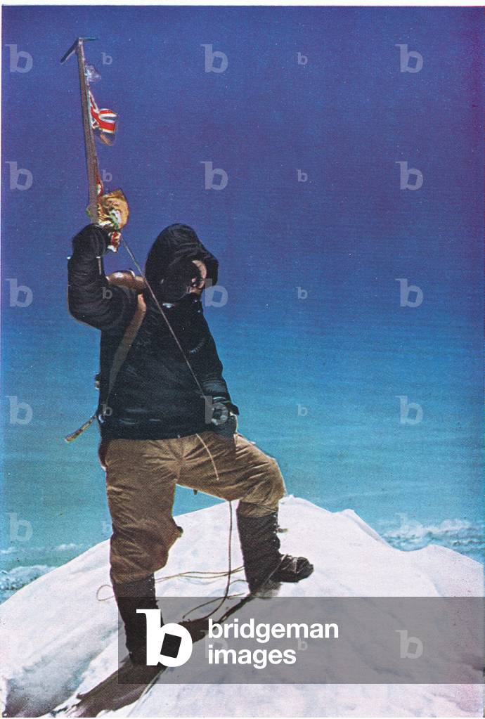 Conquest of Everest: Members of the 1953 expedition, Newnes Pictorial Knowledge published by Newnes, c.1950's (colour litho)