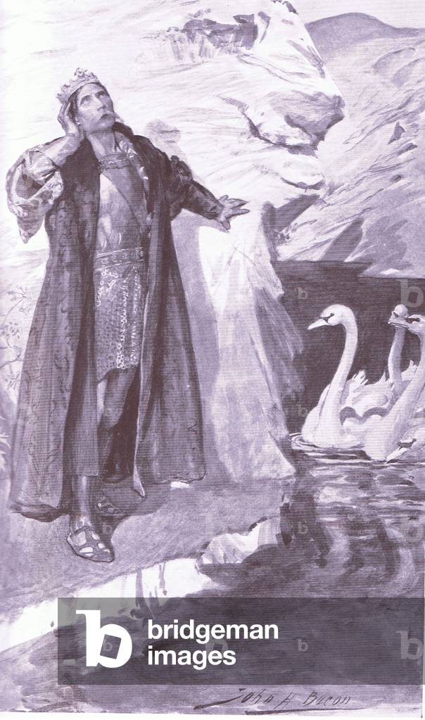 Ler and the Swans, illustration from Celtic Myth and Legend published by The Gresham Publishing Company, c.1920 (colour litho)