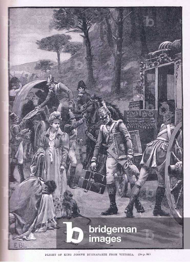 Flight of King Joseph Buonaparte from Vittoria (litho)