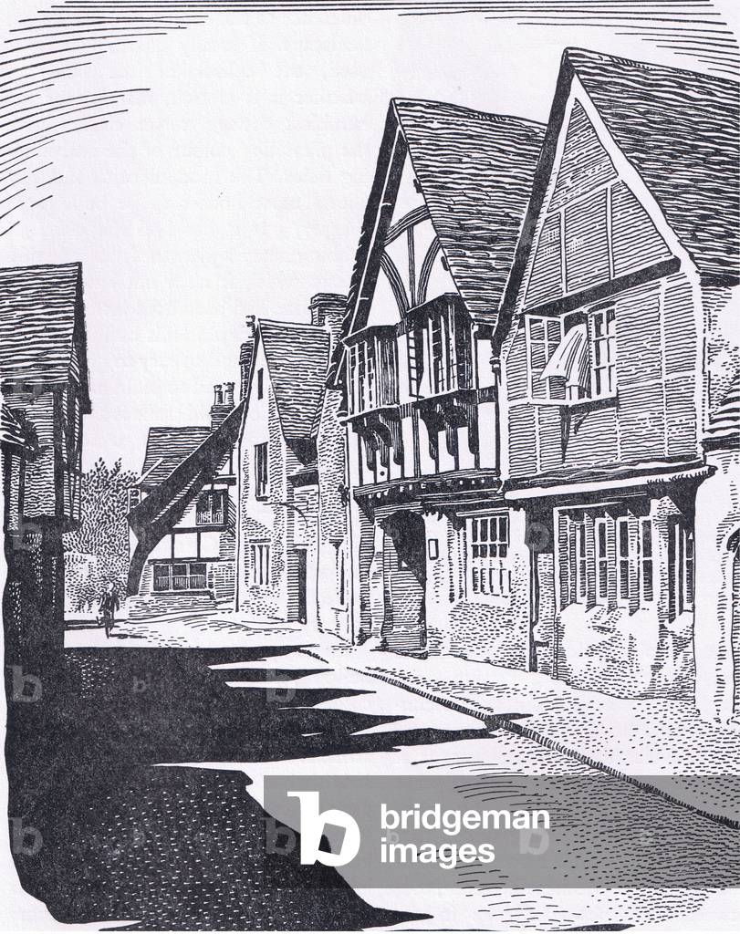 Lacock, a National Trust village, illustration from The Children's Nature Book published by Odhams, 1958 (litho)