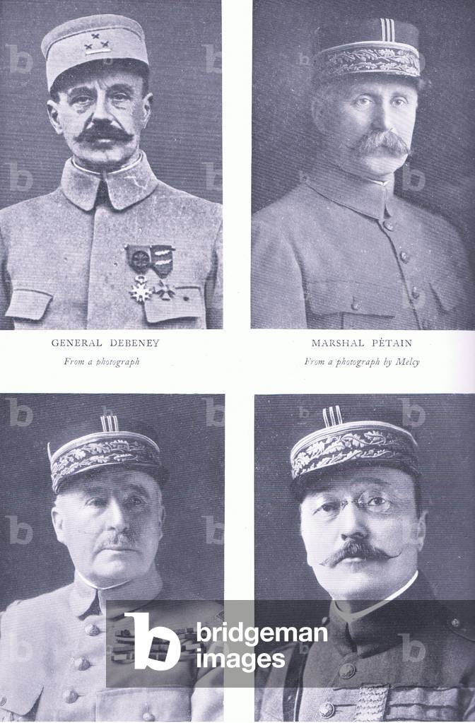 General Debenhay; Marshal Petain; General Nivelle; General Degoutte, illustration from European History: Great Leaders and Landmarks Vol 6 The Great War published by The Gresham Publishing Company, c.1920 (litho)