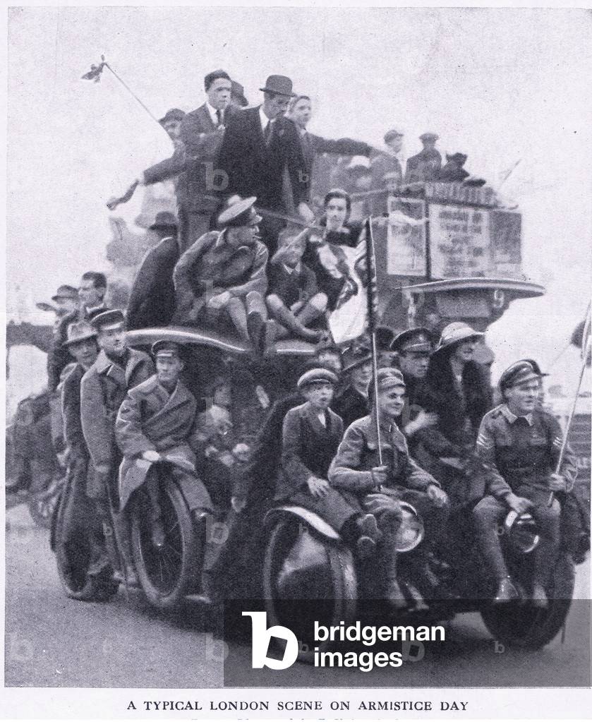 A typical London scene on Armistice Day, from Cassells History of the British People published by the Waverley Book Company Limited, c.1940 (b/w photo)