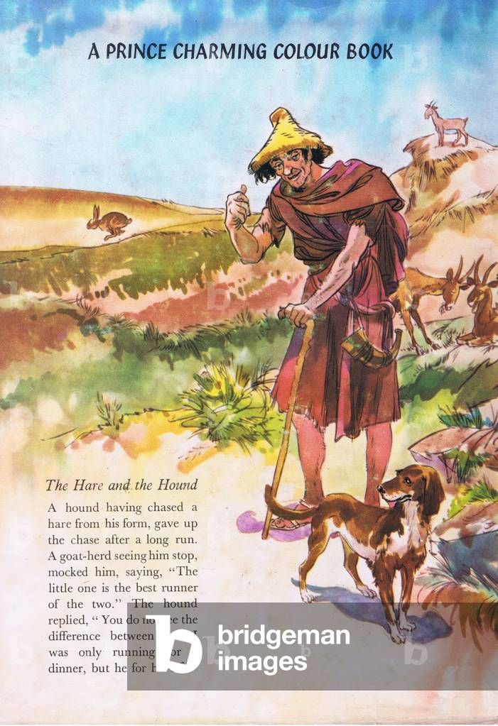 Back dust wrapper desgin, from Aesop's Fables including Fables by La Fontaine and others published by Ward Lock, 1963 (colour litho)