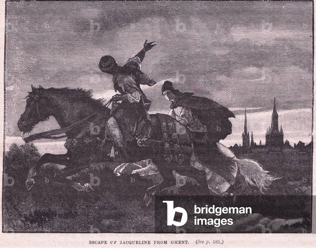 Escape of Jacqueline from Ghent AD 1426 (litho)