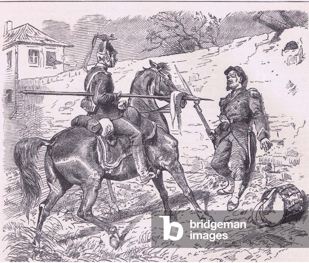 At the point of a lance, illustration from 'Cassells History of the War Between France and Germany', c.1960 (litho)