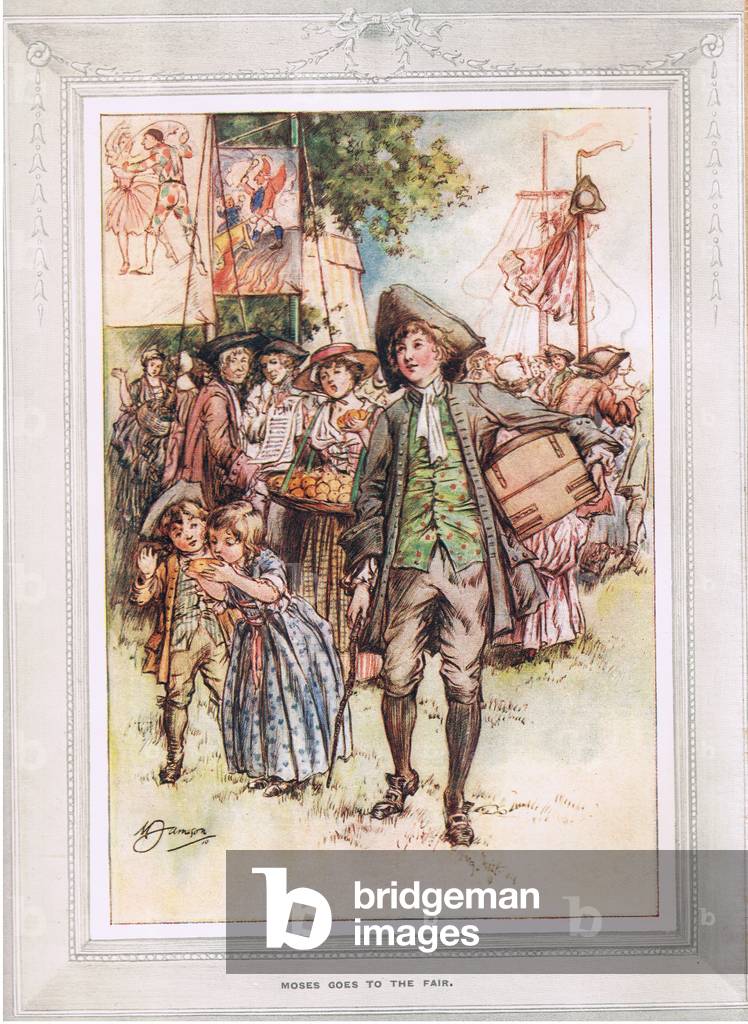 Moses goes to the fair, illustration from 'The Vicar of Wakefield' by Oliver Goldsmith, c.1910 (colour litho)