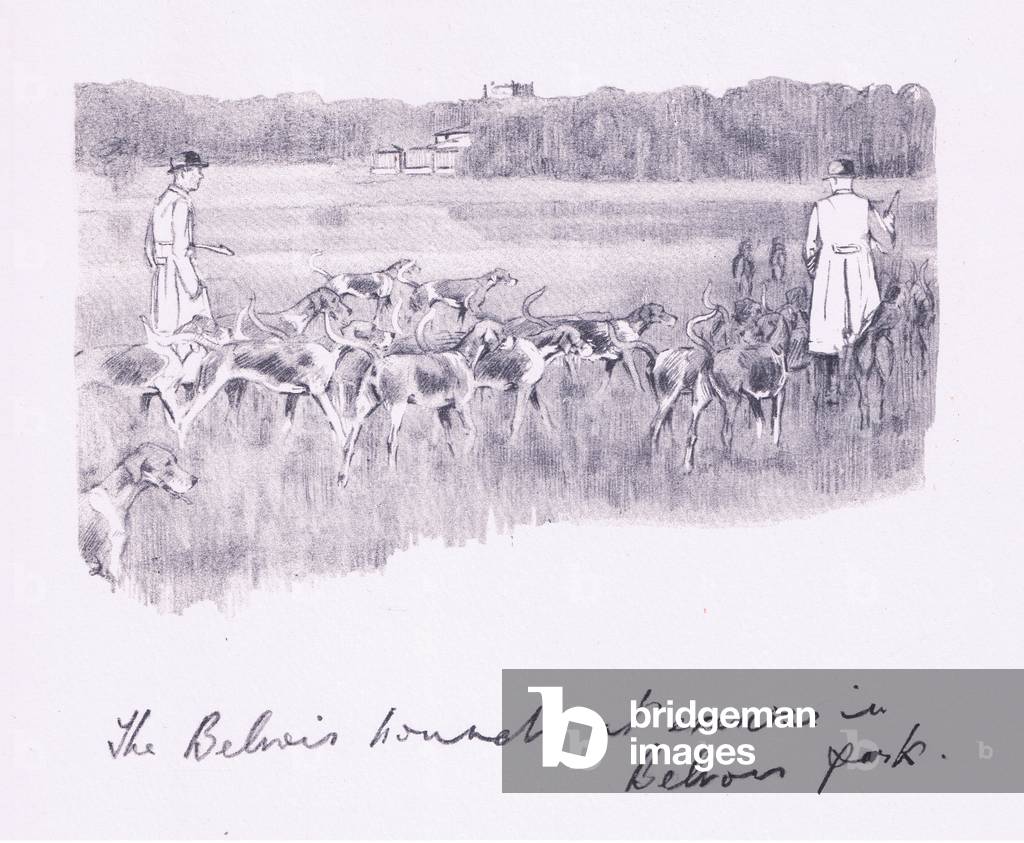 The Belvoir hounds at exercise in Belvoir Park, from The Silent Horn published by Collins, 1938 (litho)
