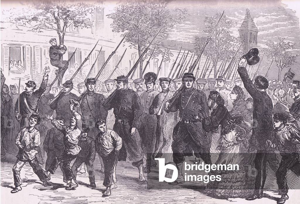 Arrival, in Paris of Prussian prisoners after the battle before Bagneun, Cassells History of the War between France and Germany published by Cassell and Company Limited, c.1890 (litho)