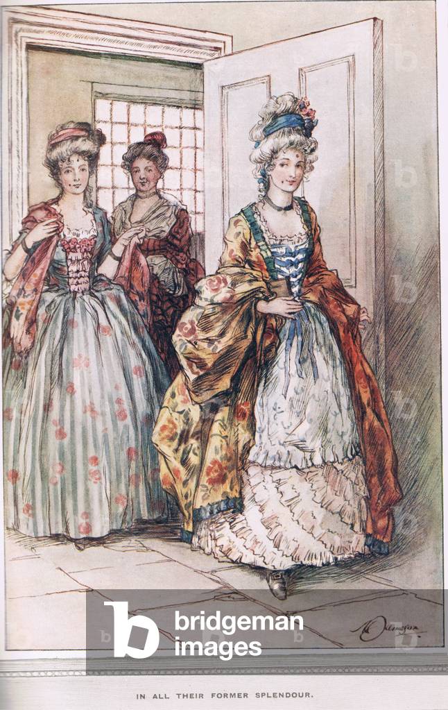 In all their former splendour, illustration from 'The Vicar of Wakefield' by Oliver Goldsmith, c.1910 (colour litho)