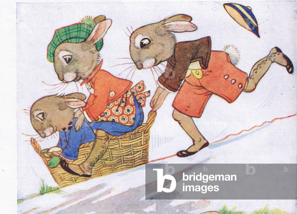 The bunnies have a ride (colour litho)