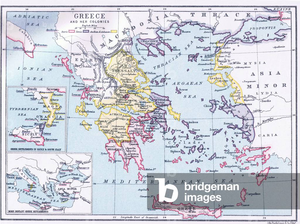 Map of Greece and Asia Minor, from The Gresham Publishing Company Ltd, 1920 (colour litho)