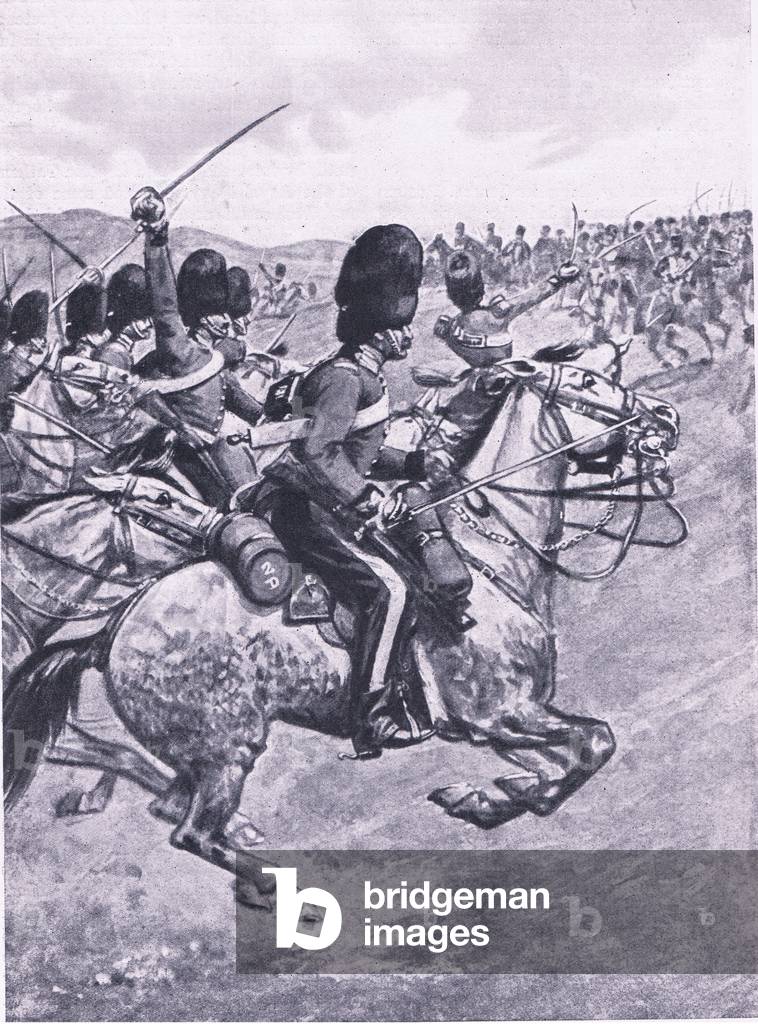 The charge of the Heavy Brigade at Balaclava, 25 October 1854 , illustration from 'British Battles on Land and Sea ', 1915 (litho)