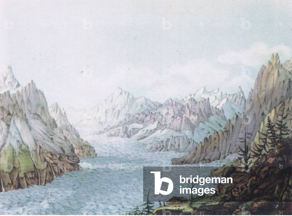 The Mer de Glace or Glacier Des Bois, from British Adventure published by Collins, 1947 (colour litho)