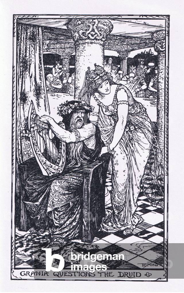 Grania questions the druid, illustration from The Book of Romance published by Longmans Green and Co, 1919 (litho)