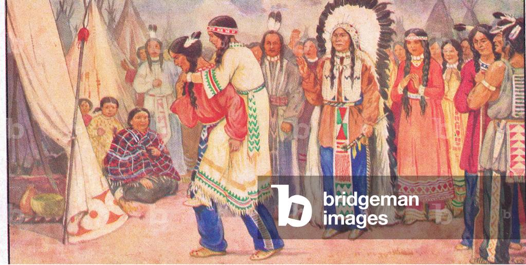 Exotic Marriage Costumes: An Indian marriage, from colour Liebig postcard (colour litho)