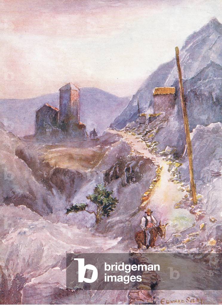 In the mountains of Andorra, from Hutchinson's Picturesque Europe published by Hutchinson & Son, c.1930 (colour litho)