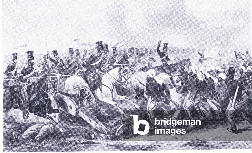 Charge of the 16th Lancers at Aliwal 1846 AD (litho)