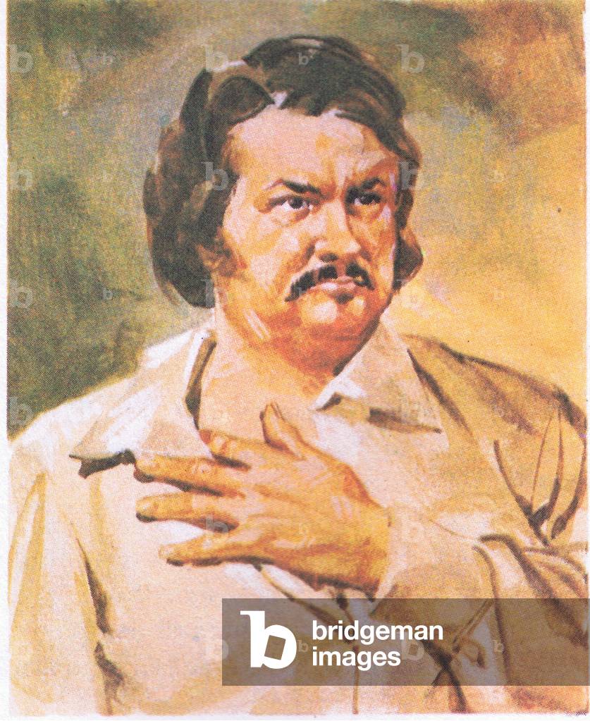 Balzac in later life, from Knowledge Magazine, 1963 (colour litho)