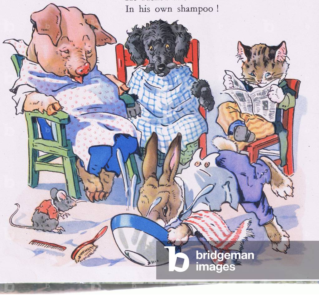 Bobby Bunny's barber shop (colour litho)