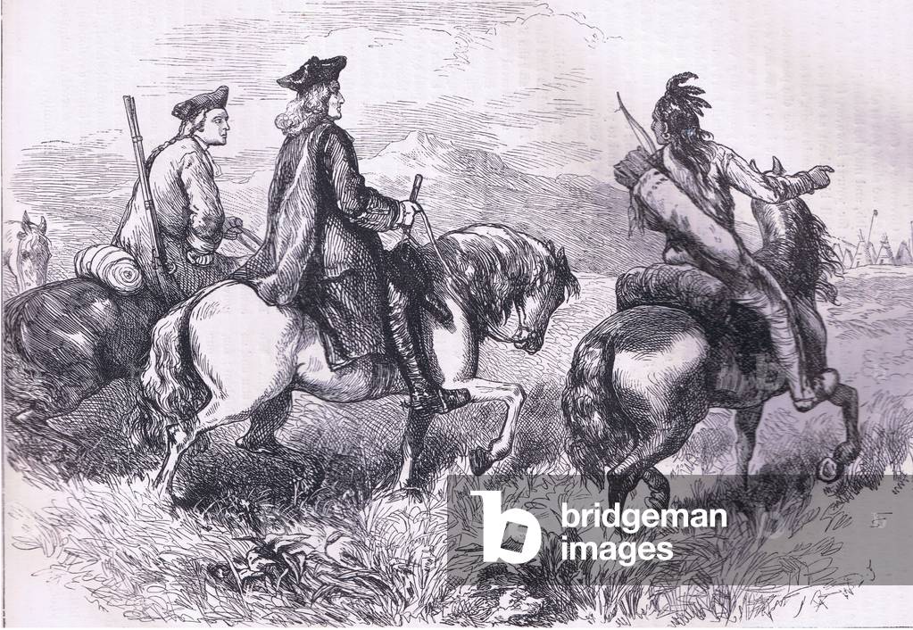 Sir Alexander Cumming on his way to visit the Cherokees 1684, illustration from History of the United States published by Cassell Pelter & Galpin, c.1890 (litho)