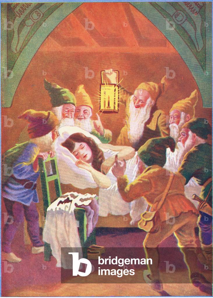 Snow White and the seven dwarfs (colour litho)