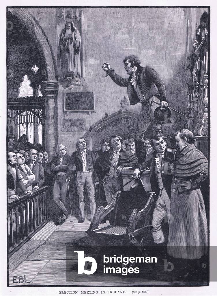 Election meeting in Ireland (litho)