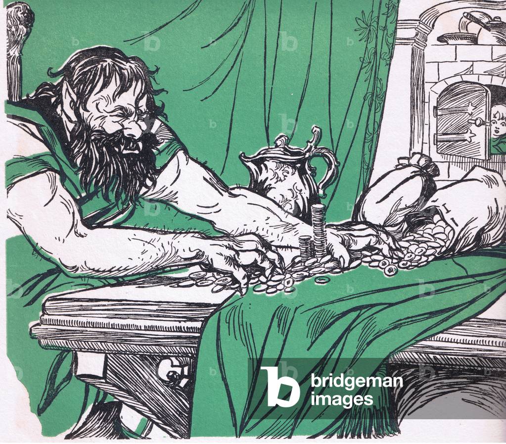 The giant began counting them out with great delight, from The Golden Year published by Wells Gardner Darton & Co, c.1930 (litho)
