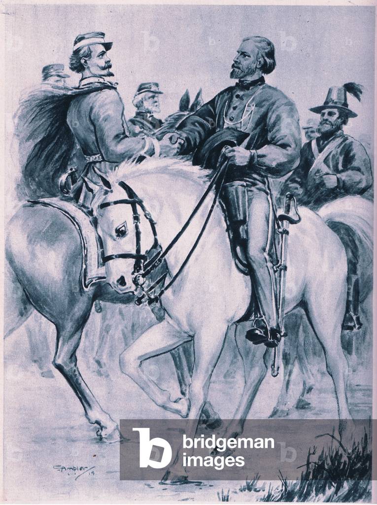 Gerabaldi welcomes Victor Emmanuel (litho)