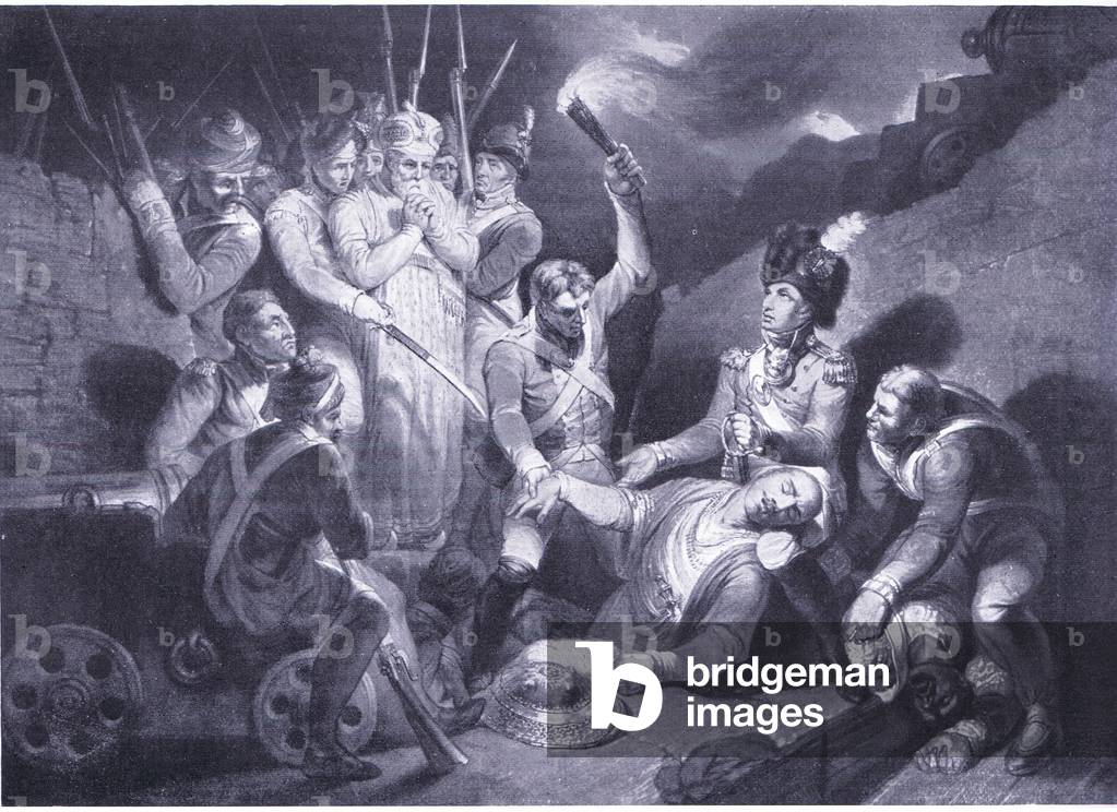 The finding of the body of Tipu Sahib at Seringapatam 1799 AD (litho)