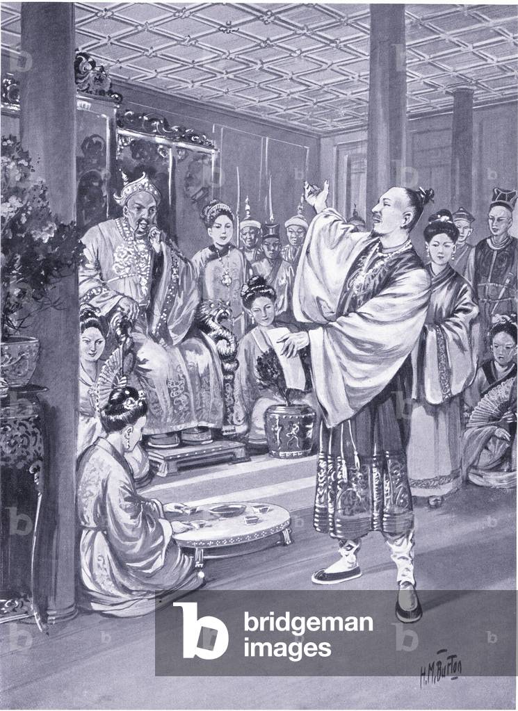 Li Po reciting before the emperor (litho)