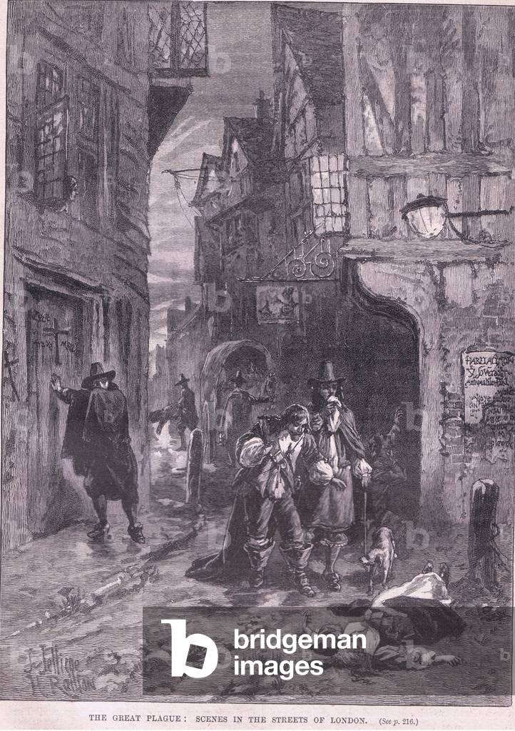 The Great Plague: Scenes in the streets of London AD 1665 (litho)