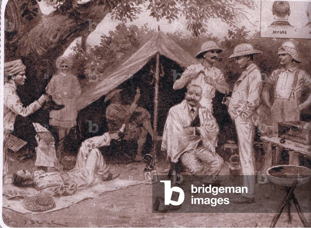 A more light hearted incident in the Tirah campaign, from Winston Churchill published by Illustrated London News pub.1954 (litho)