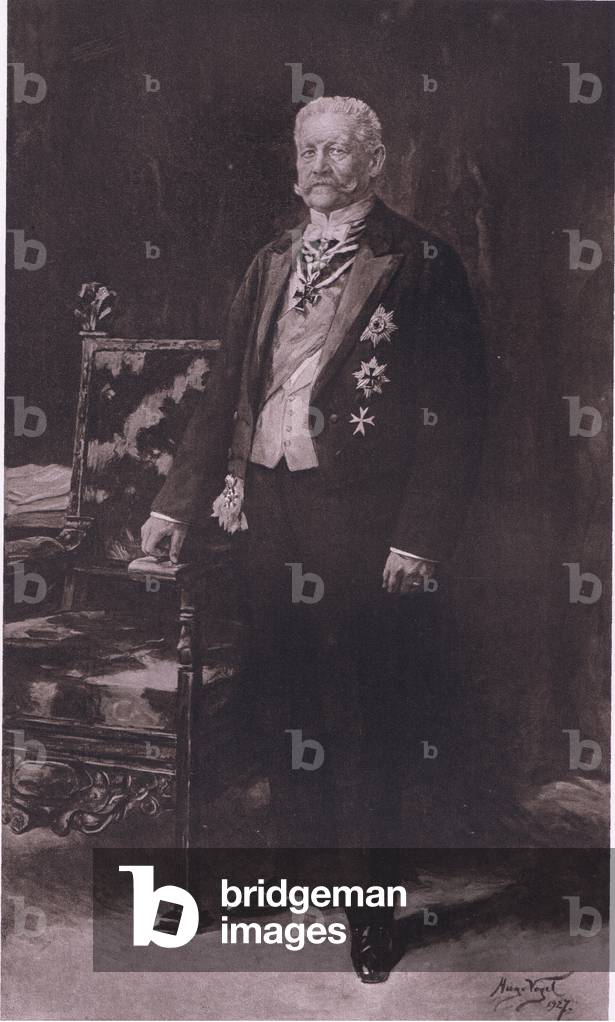 Hindenburg, from Hindenburg published by Daterlandijrcher Derlag & H Weller Berlin, 1928 (colour litho)