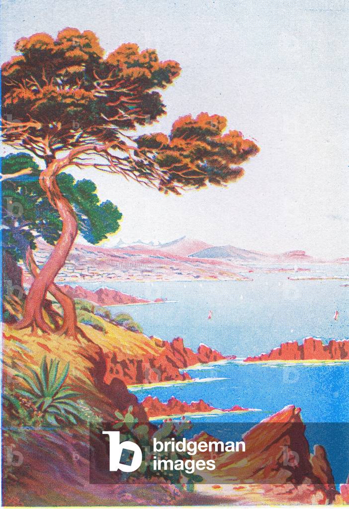 A colour ride in France: The Riviera, illustration from My Magazine, 1925 (colour litho)