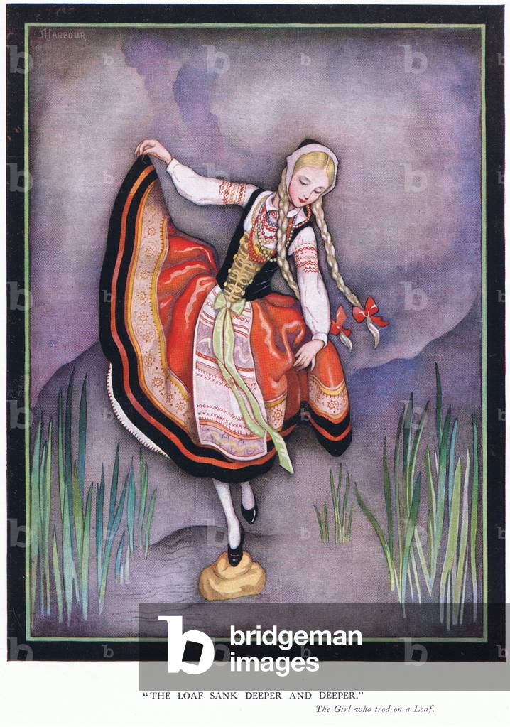 The loaf sank deeper and deeper (The Girl who trod on a Loaf), 1940's (colour litho)