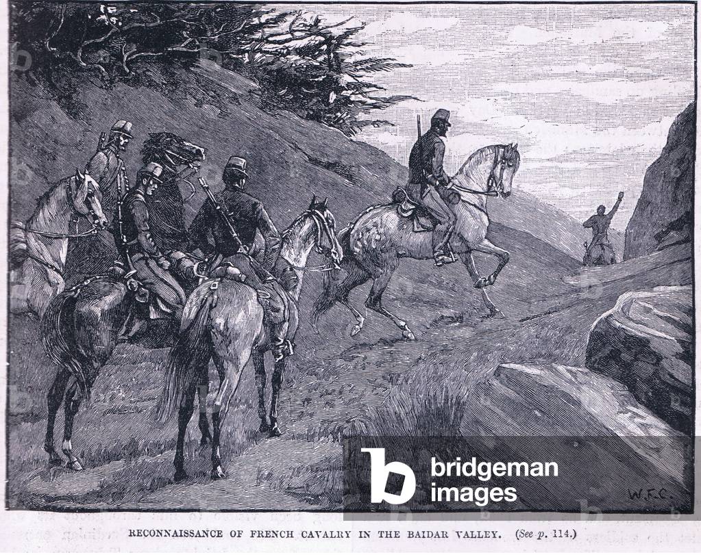 Reconnaissance of French cavalry in the Baidar Valley 1855AD (litho)