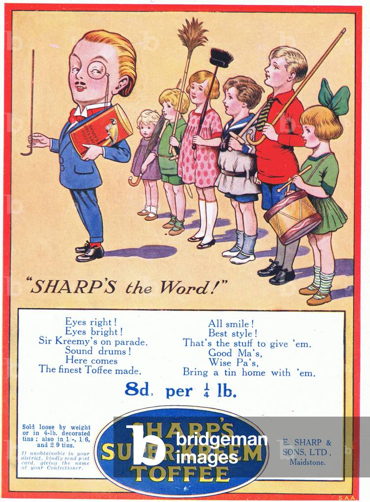 Sharps toffee advertisement (colour litho)
