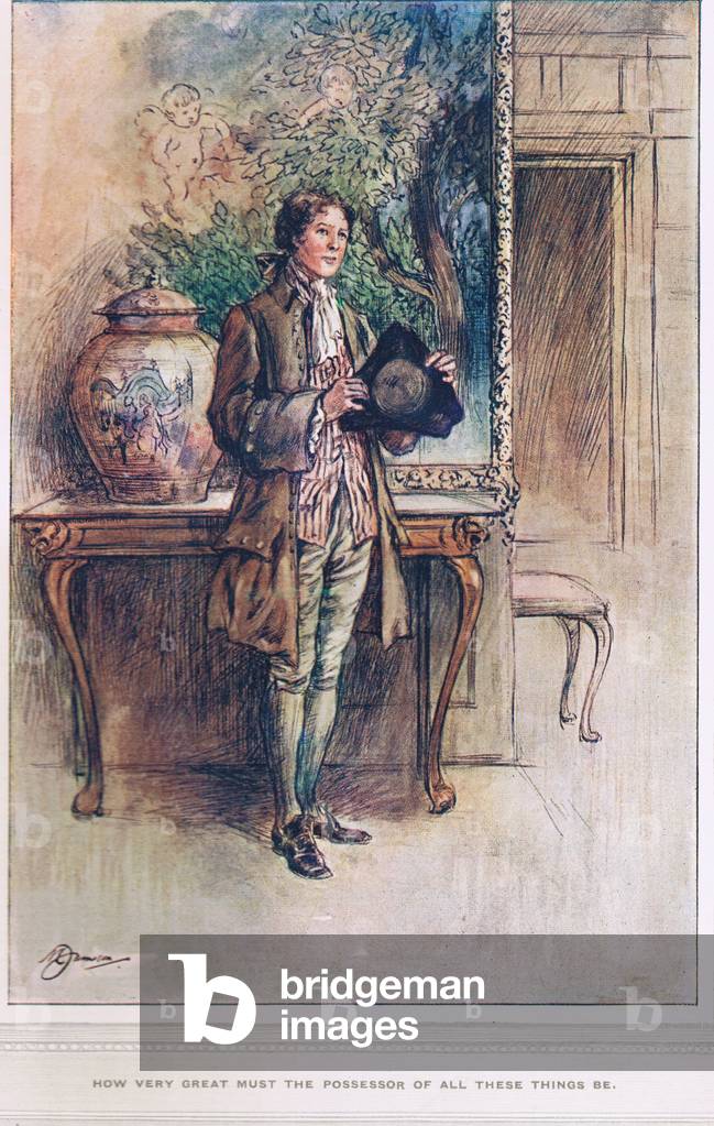 'How very great must the possessor of all these things be', illustration from 'The Vicar of Wakefield' by Oliver Goldsmith, c.1910 (colour litho)