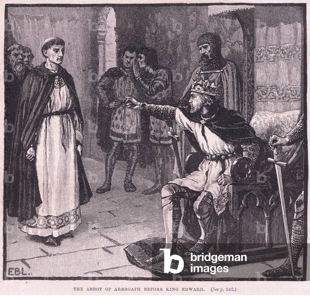 The Abbot of Arbroath before King Edward AD 1296 (litho)